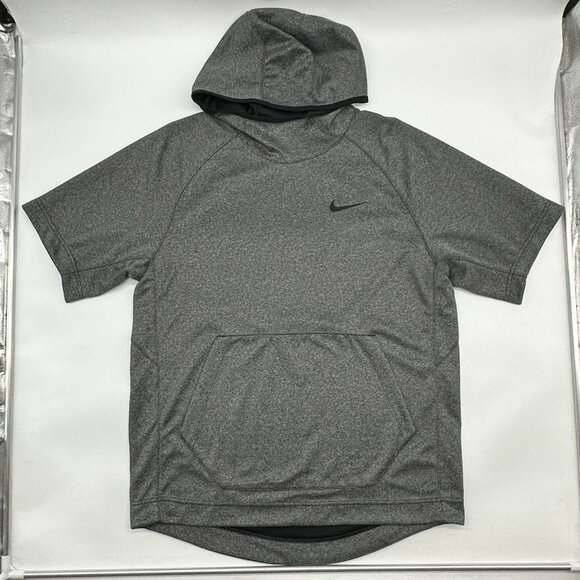 Nike Dri Fit Size Large Heather Gray Spotlight Short Sleeve Pullover Hoodie - Picture 1 of 10